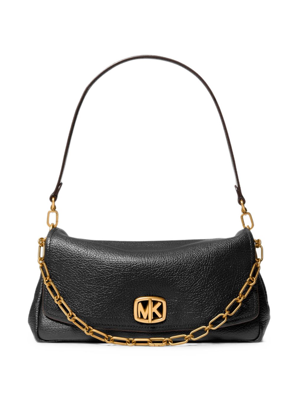 MICHAEL KORS Borsa in pelle nera con placca logo dorata 