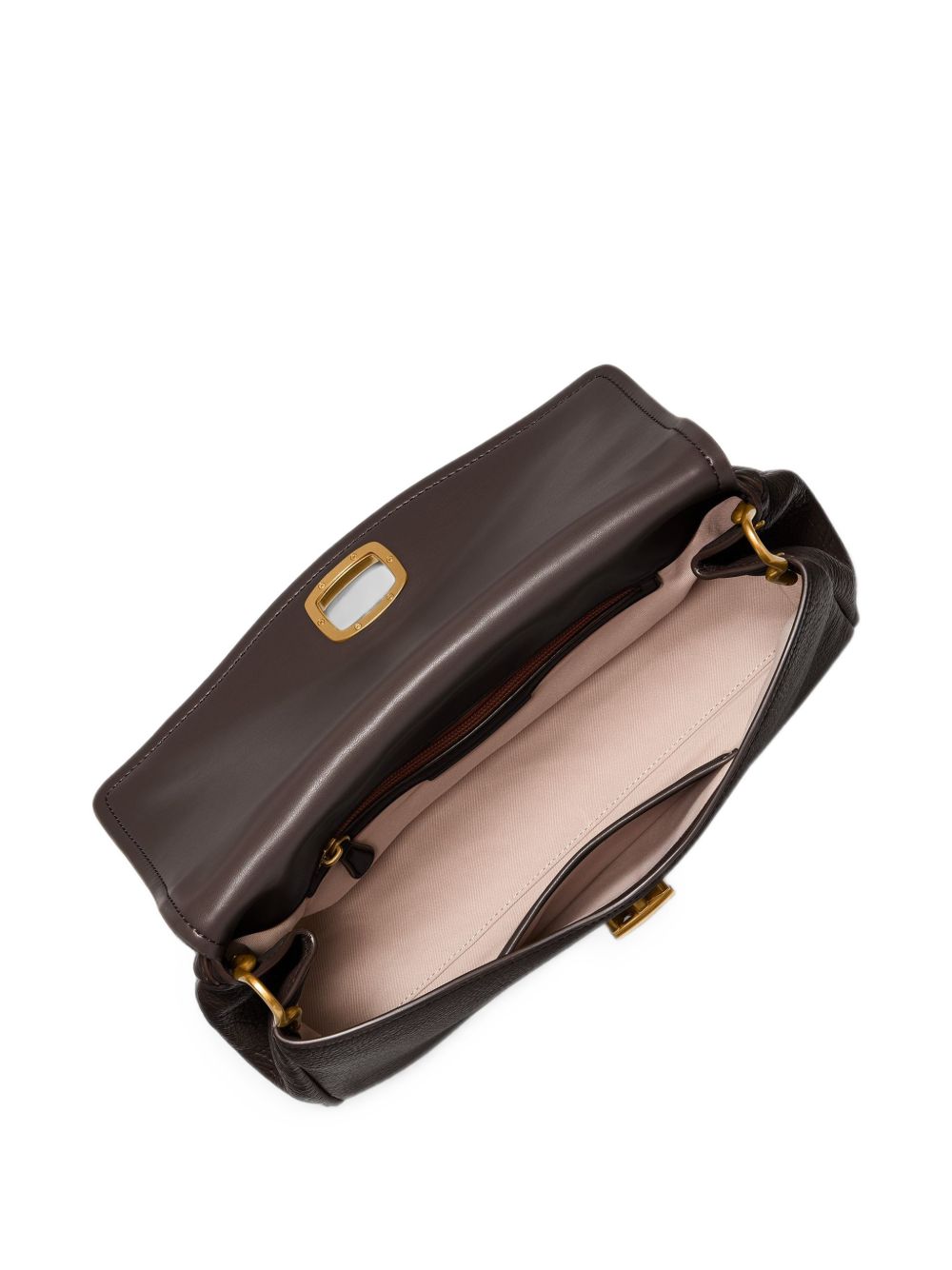 MICHAEL KORS Borsa in pelle marrone con placca logo dorata 