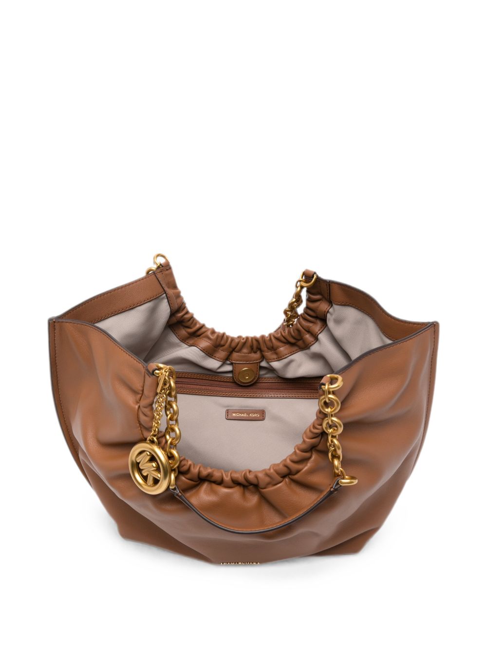 MICHAEL KORS Borsa hobo in pelle marrone con charm MK 