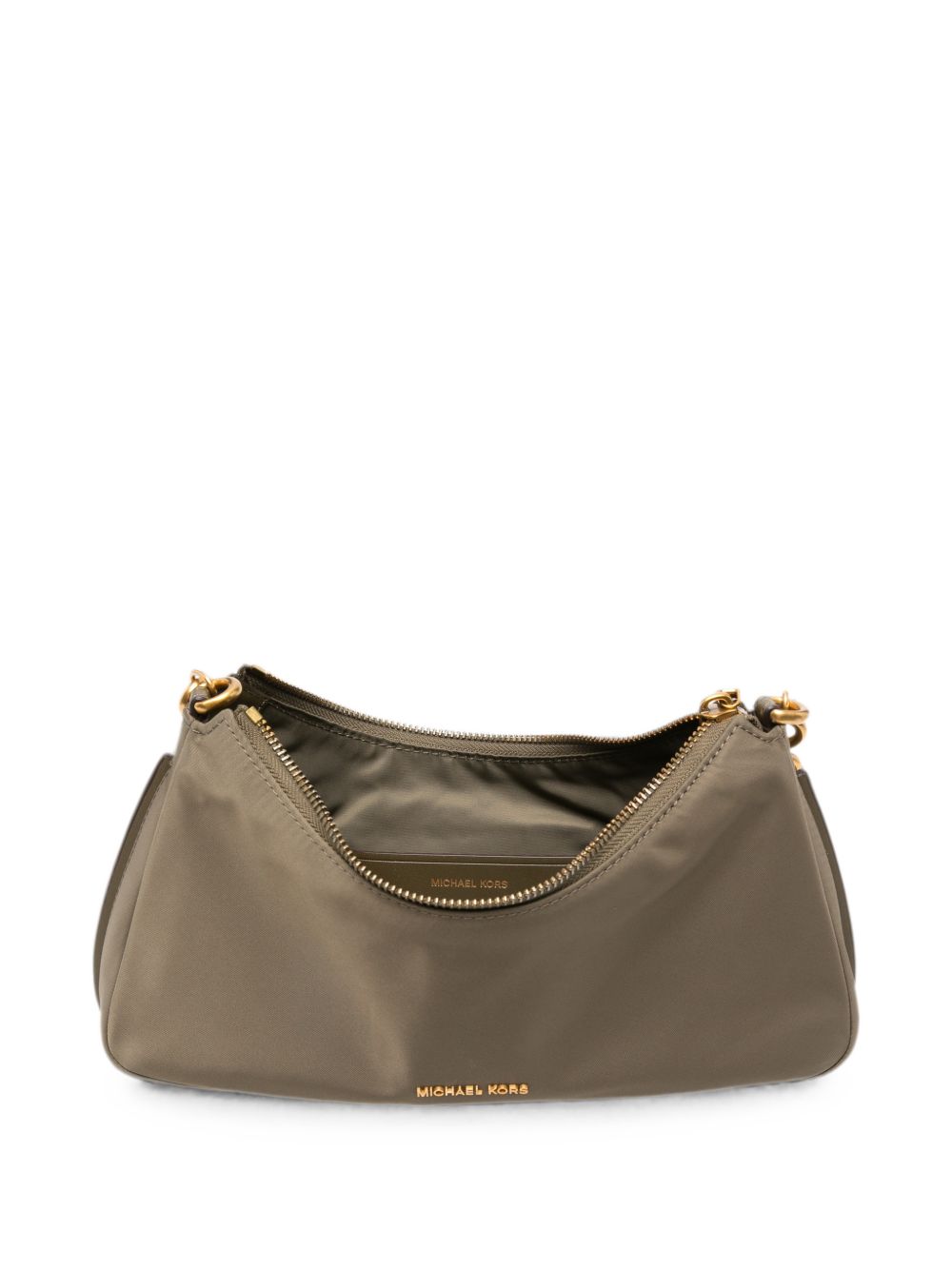 MICHAEL KORS Borsa a spalla verde oliva con charm portachiavi e fiore 