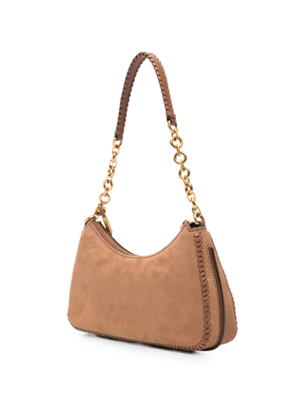 MICHAEL KORS Borsa marrone in pelle con charm dorato 