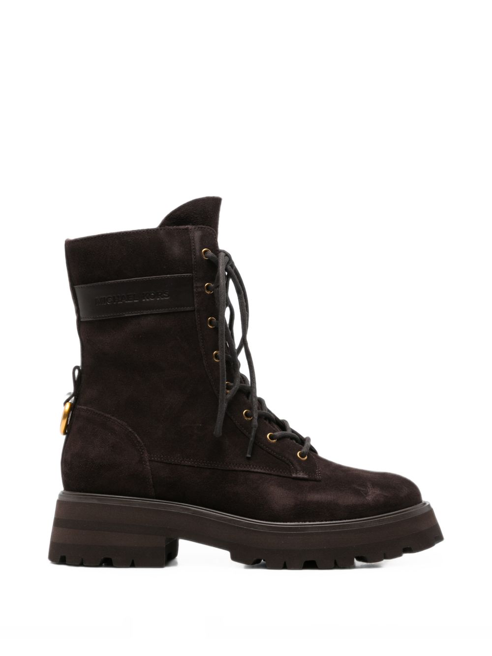 MICHAEL KORS Anfibi marrone scuro in pelle con lacci 