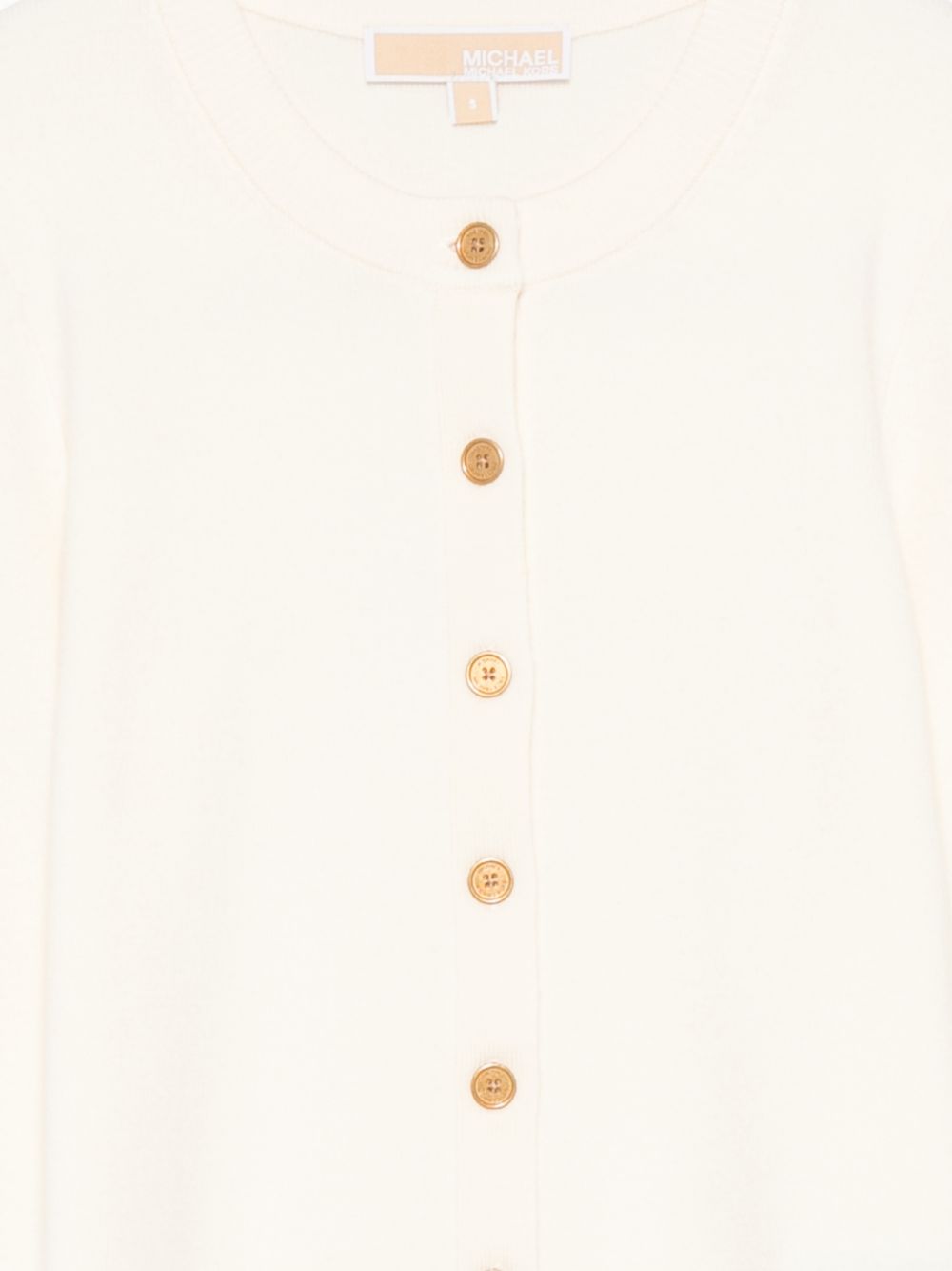 MICHAEL KORS Cardigan bianco in lana con bottoni dorati 
