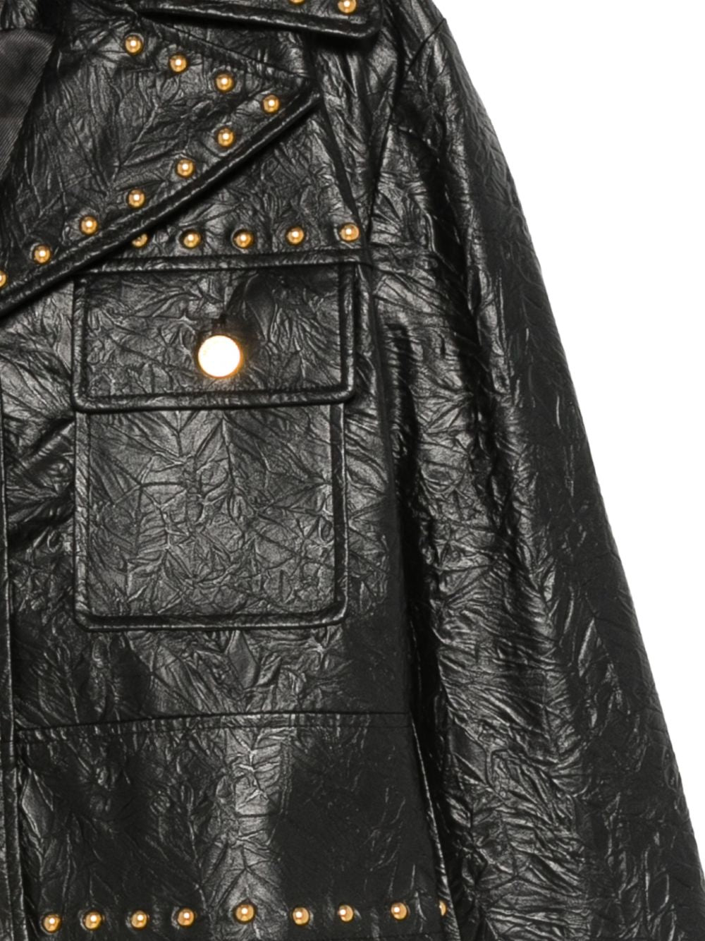 MICHAEL KORS Giacca di pelle nera con borchiette dorate 