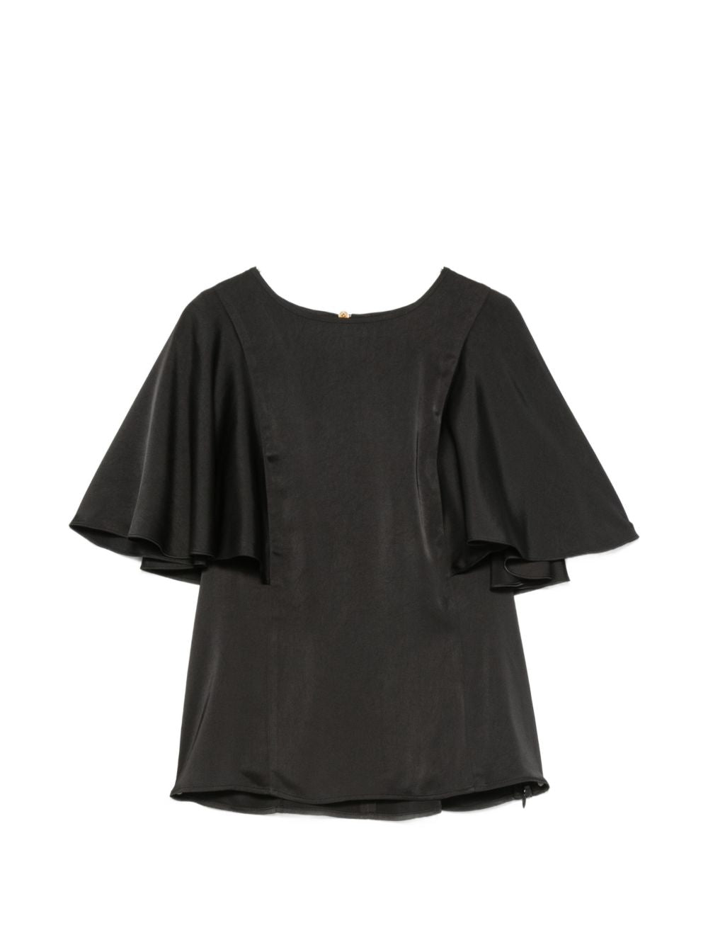 MICHAEL KORS Top nero effetto seta con maniche drappeggiate 