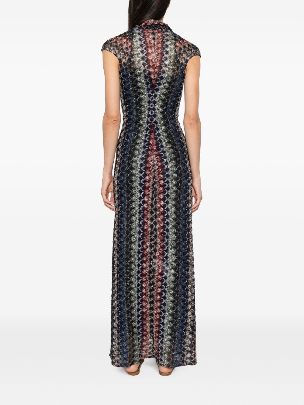 MISSONI Abito lungo multicolor senza maniche con scollo a V 