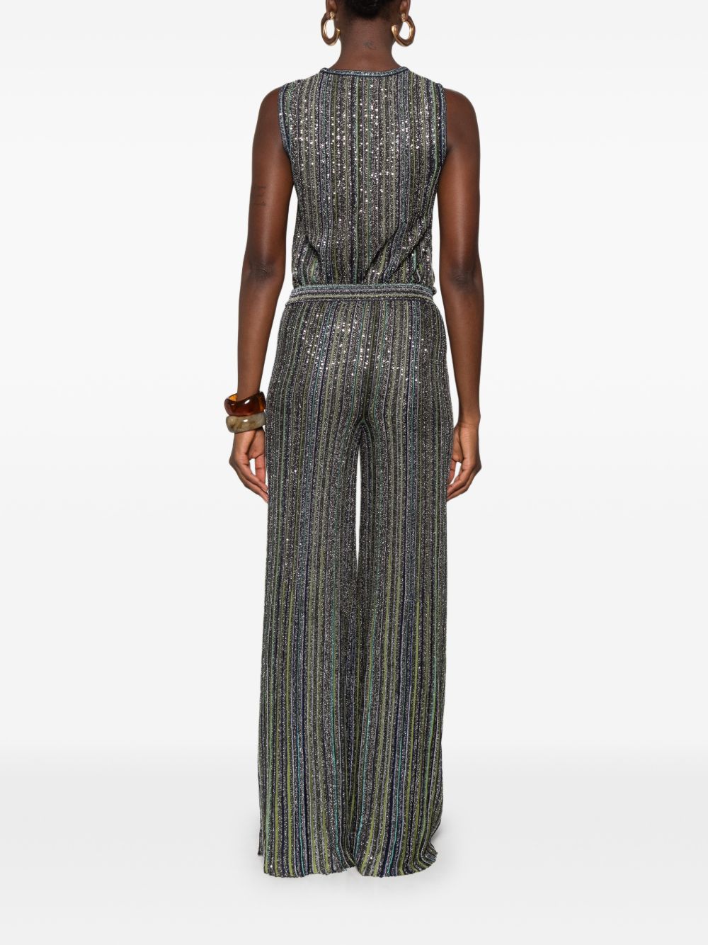 MISSONI Pantaloni multicolore verdi drappeggiati con strass 