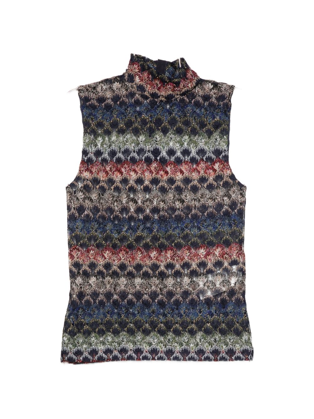 MISSONI Top in maglia effetto crochet multicolore senza maniche 