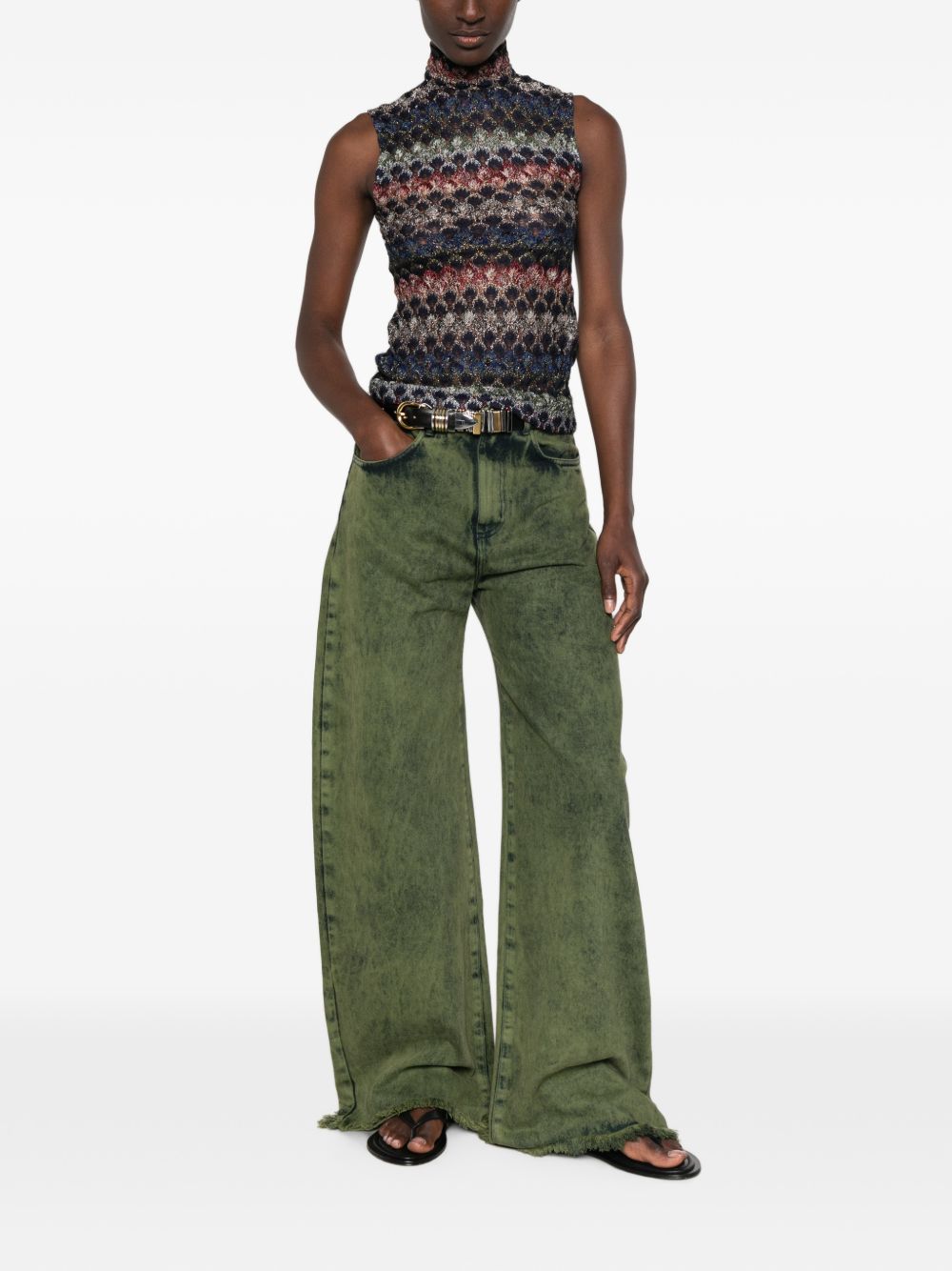 MISSONI Top in maglia effetto crochet multicolore senza maniche 