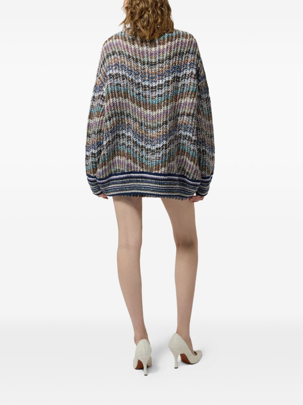 MISSONI Cardigan multicolore con tasche nelle tonalità del blu 