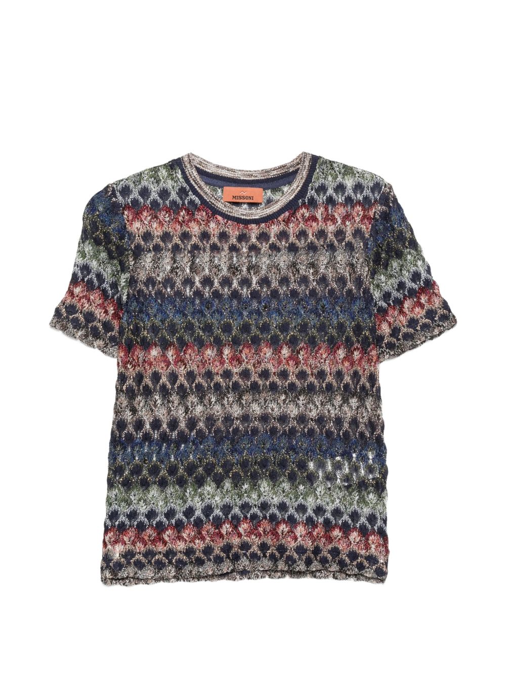 MISSONI Maglia a maniche corte multicolore in viscosa con filato metallizzato 