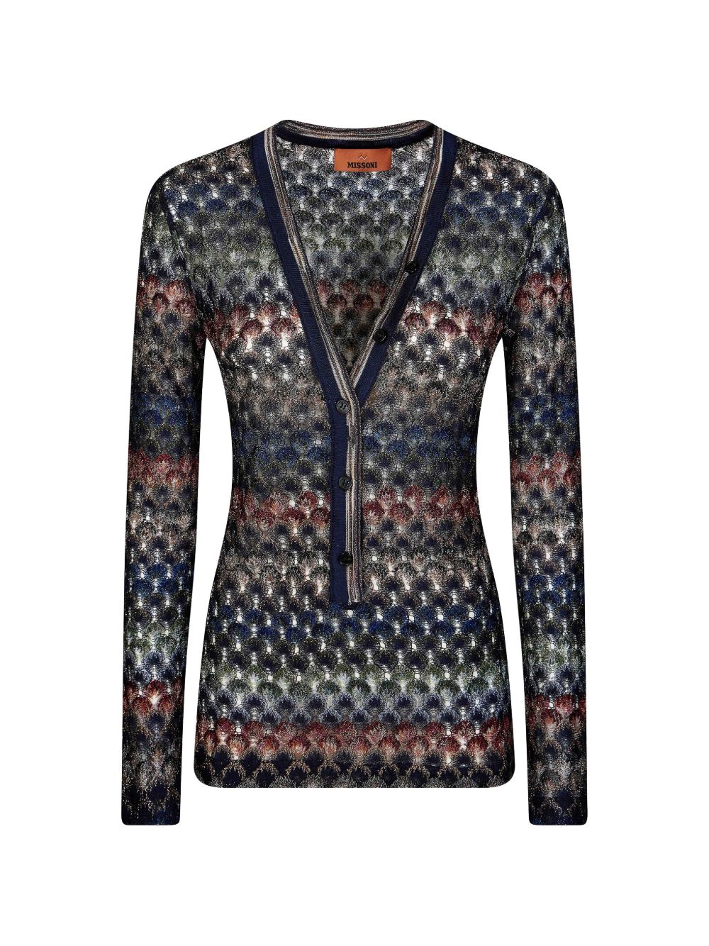 MISSONI Maglia con scollo a V effetto crochet multicolore 