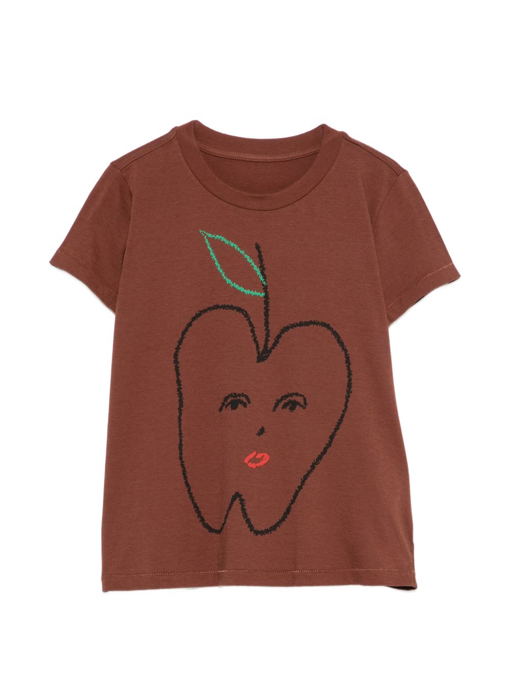MM6 MAISON MARGIELA T-shirt girocollo in cotone marrone con stampa mela 