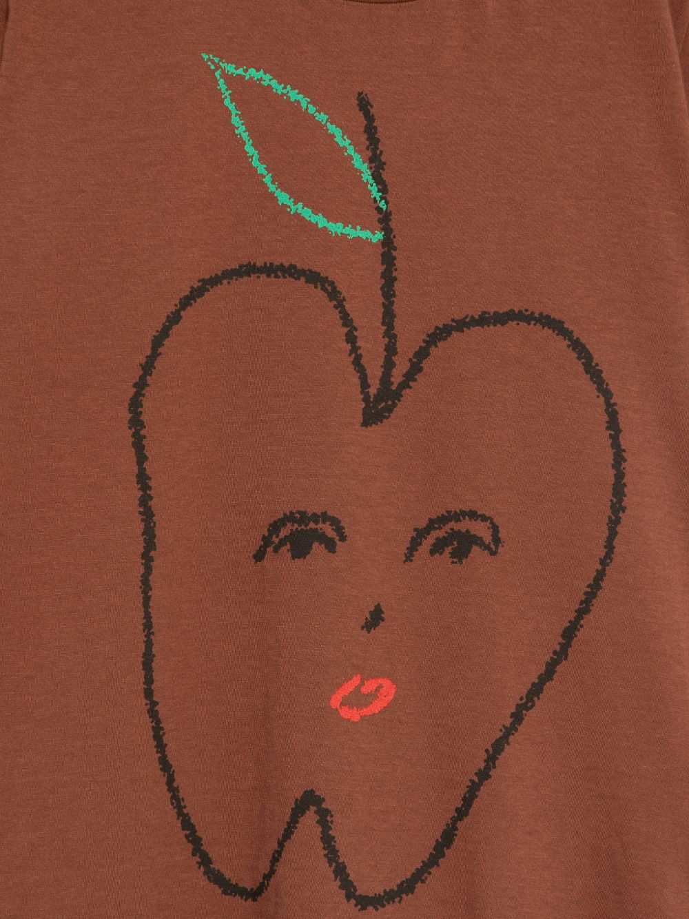 MM6 MAISON MARGIELA T-shirt girocollo in cotone marrone con stampa mela 