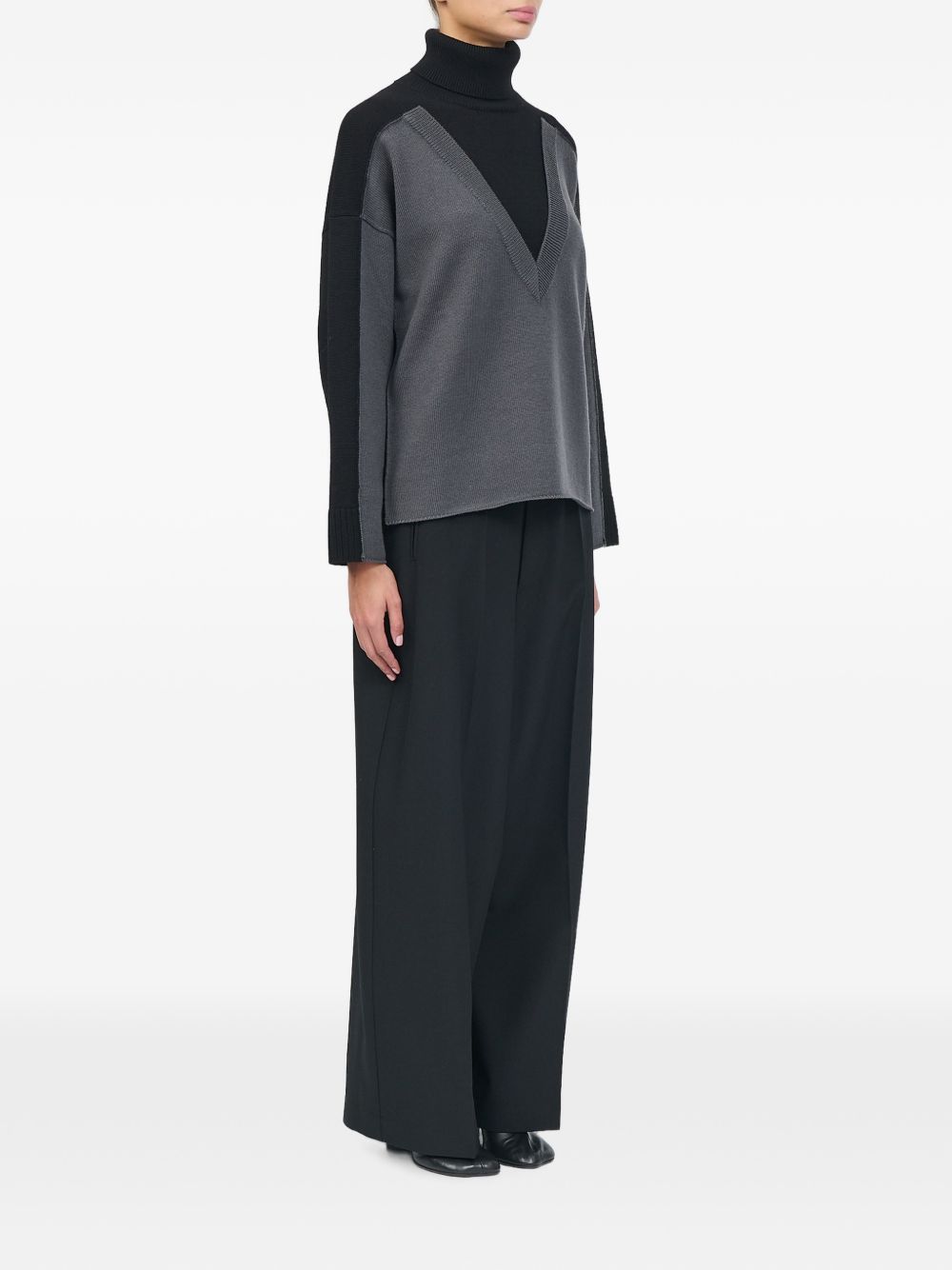 MM6 MAISON MARGIELA Maglia a collo alto in lana nero e grigio 