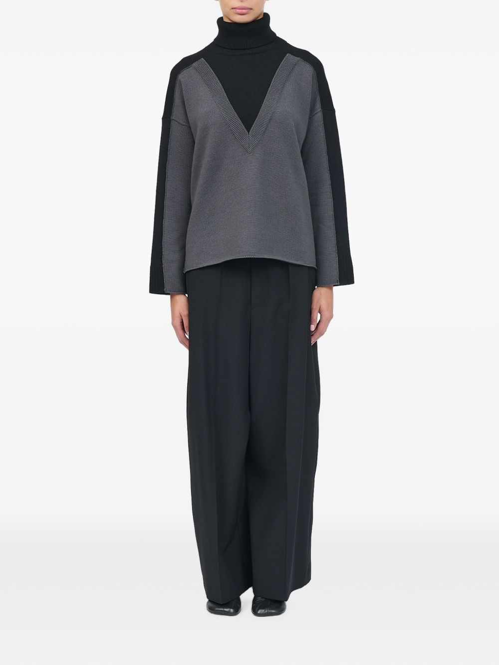 MM6 MAISON MARGIELA Maglia a collo alto in lana nero e grigio 