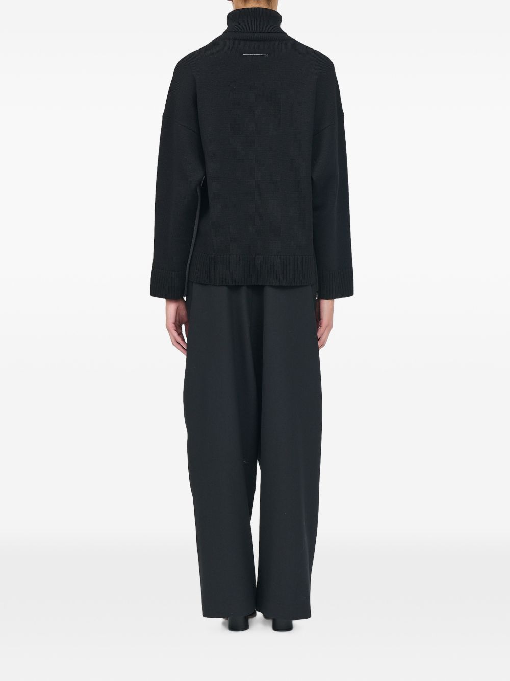 MM6 MAISON MARGIELA Maglia a collo alto in lana nero e grigio 