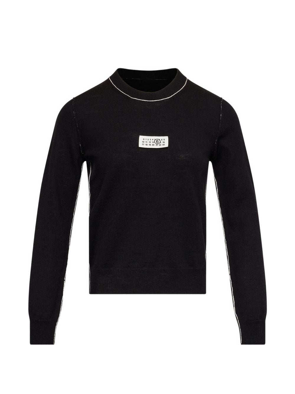 MM6 MAISON MARGIELA Maglia nera in lana con patch logo 