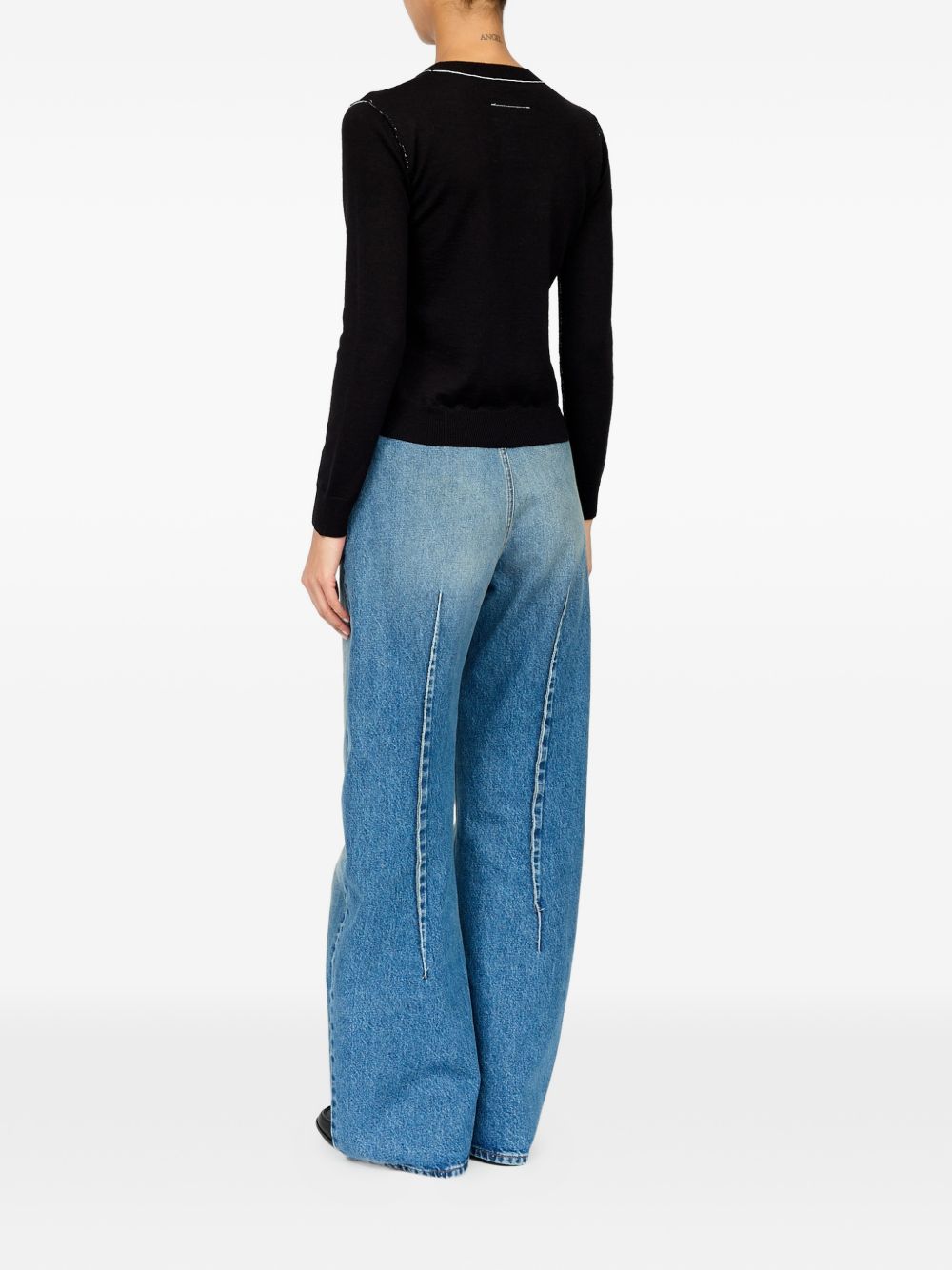 MM6 MAISON MARGIELA Maglia nera in lana con patch logo 