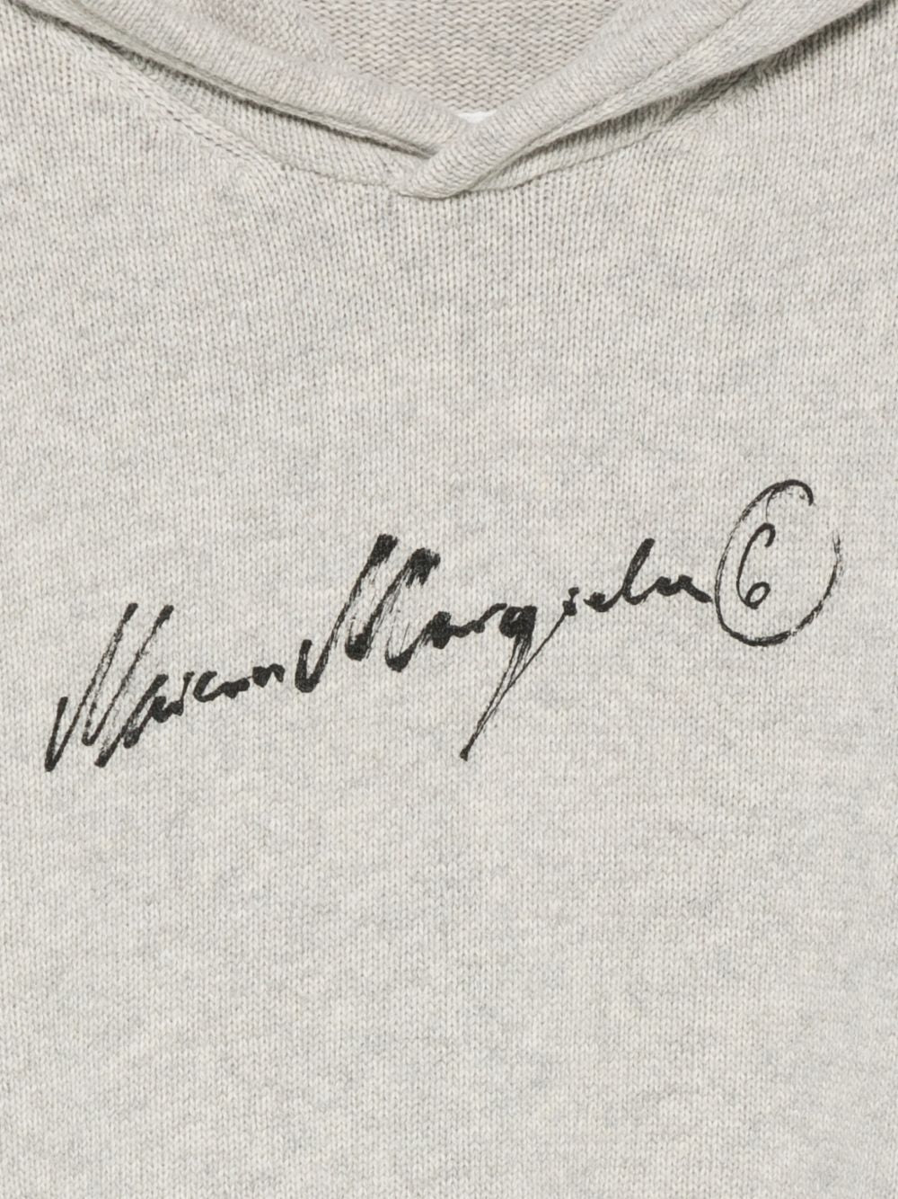 MM6 MAISON MARGIELA Maglia grigia in lana stile felpa con cappuccio 