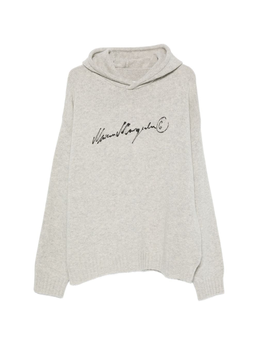 MM6 MAISON MARGIELA Maglia grigia in lana stile felpa con cappuccio 