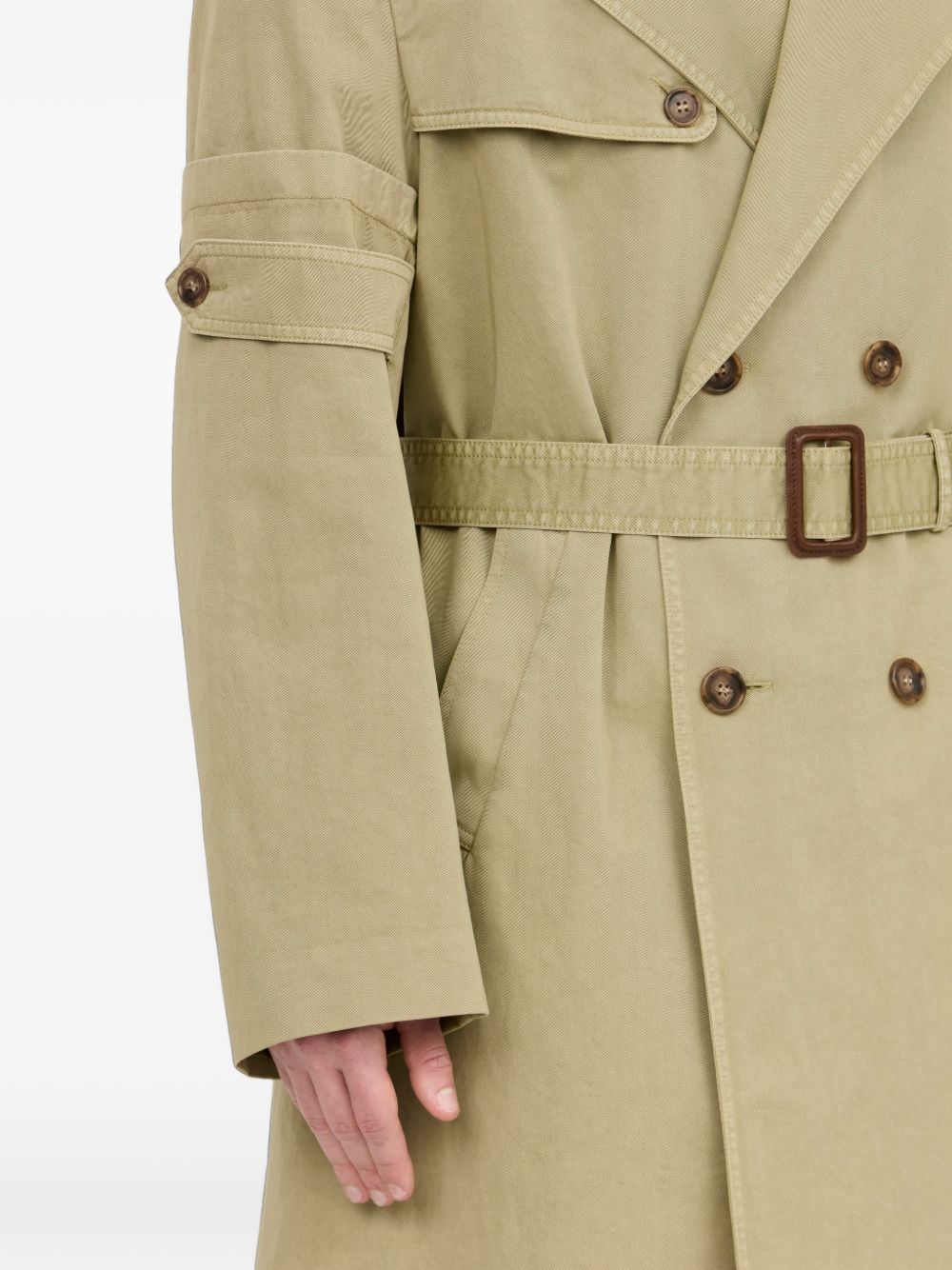 MM6 MAISON MARGIELA Trench impermeabile beige con cintura in vita 
