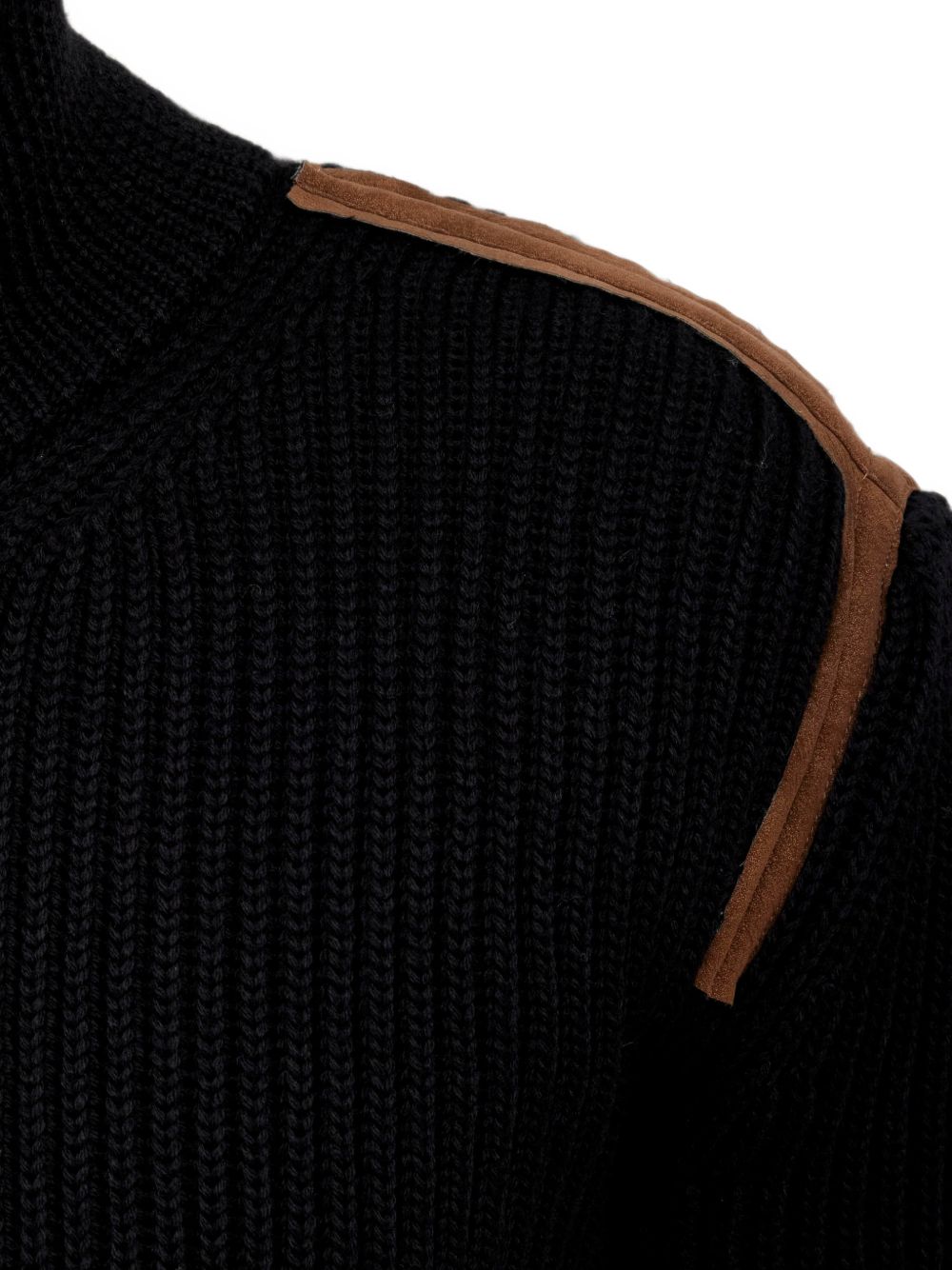 MM6 MAISON MARGIELA Cardigan nero in lana con zip e dettagli in velluto marrone 