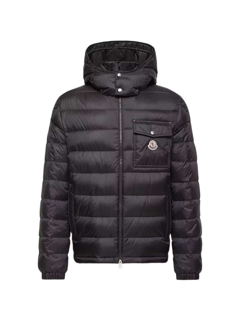 MONCLER Piumino blu Verith con cappuccio e tasche multifunzione 