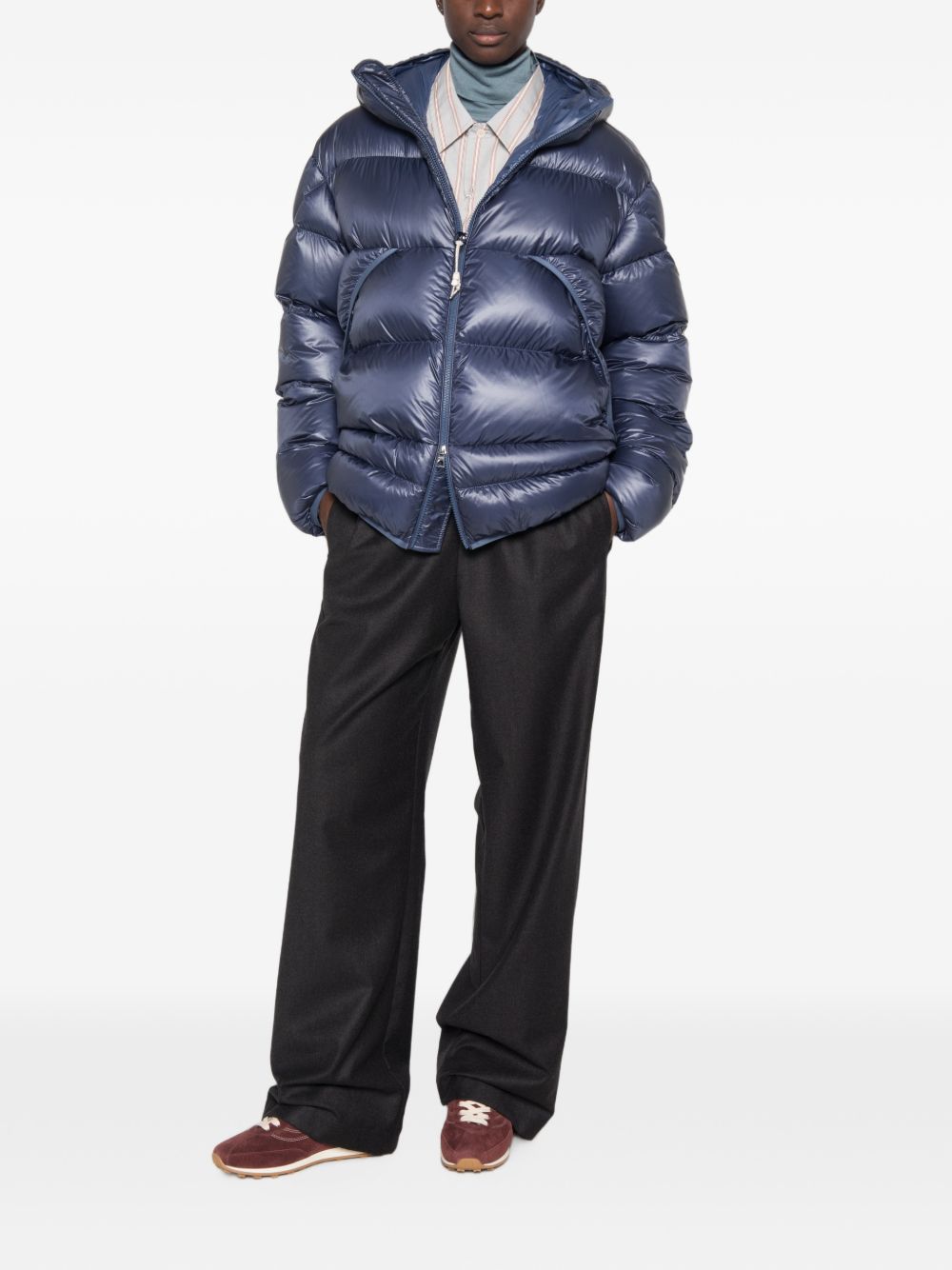 MONCLER Piumino corto ANAPO con tasche e cappuccio blu 