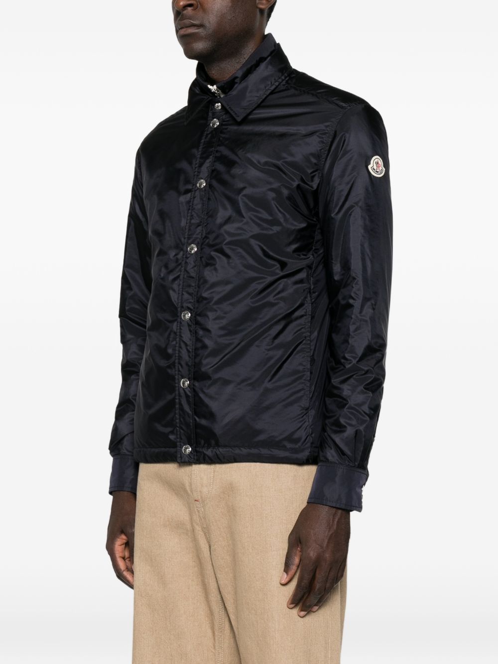 MONCLER Giacca blu navy lucida leggermente imbottita 