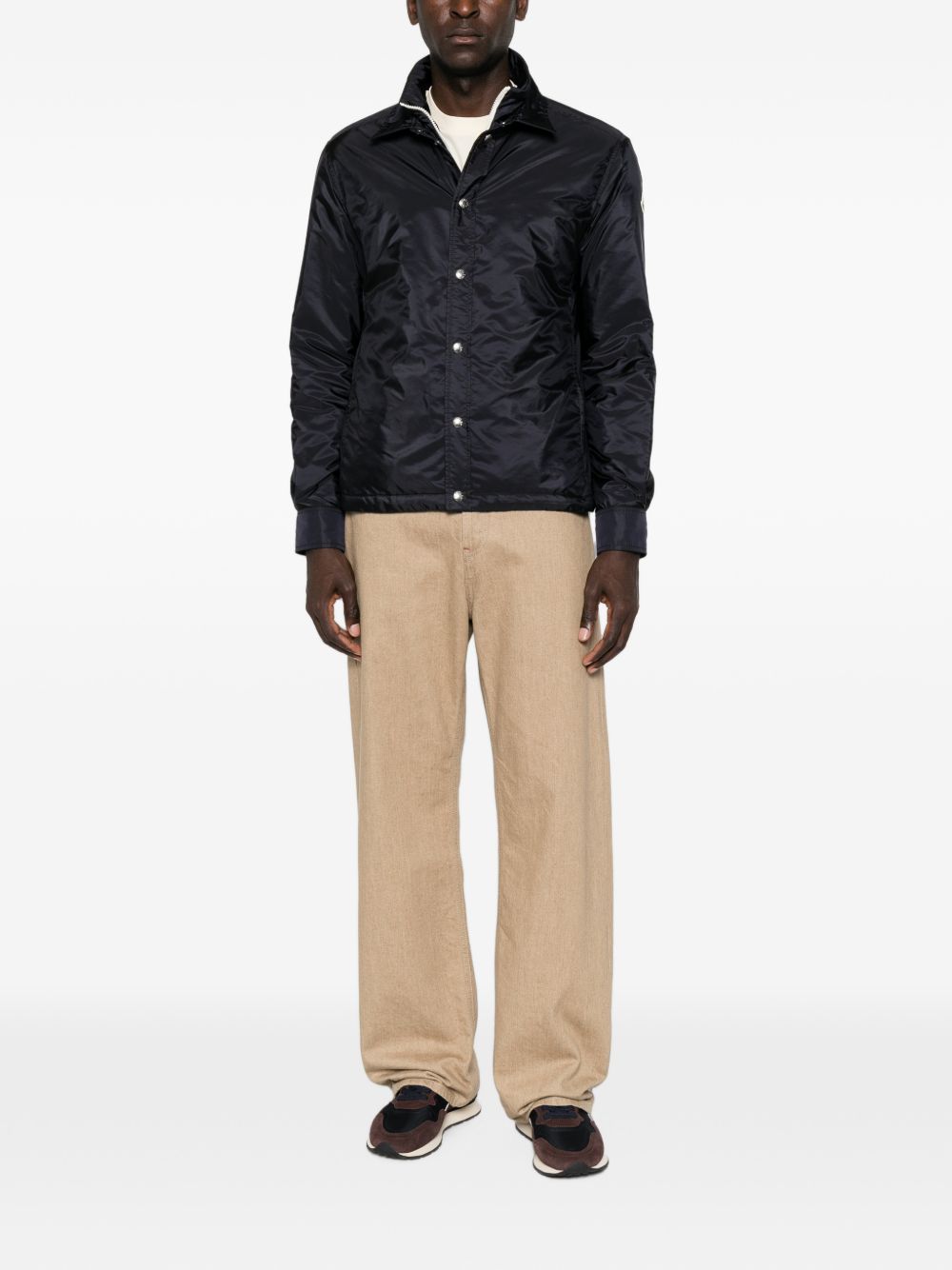 MONCLER Giacca blu navy lucida leggermente imbottita 