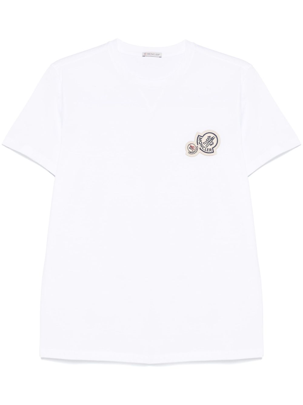 MONCLER T-shirt bianca in cotone con logo ricamato 
