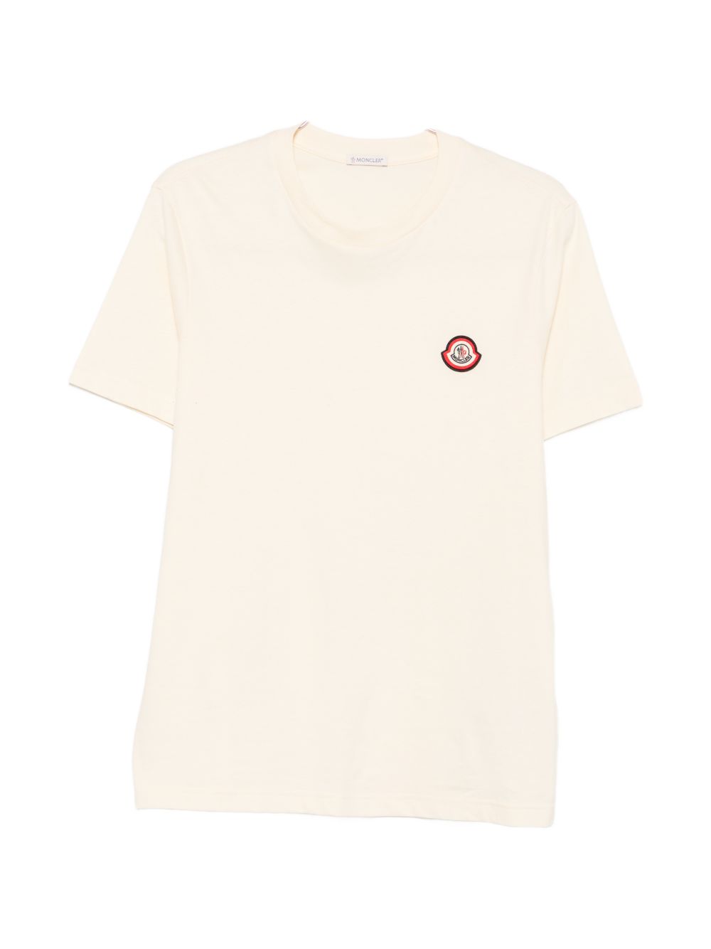MONCLER T-shirt bianca a maniche corte con logo sul petto 