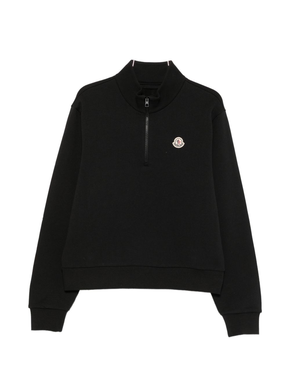 MONCLER Felpa nera da uomo in cotone con zip 