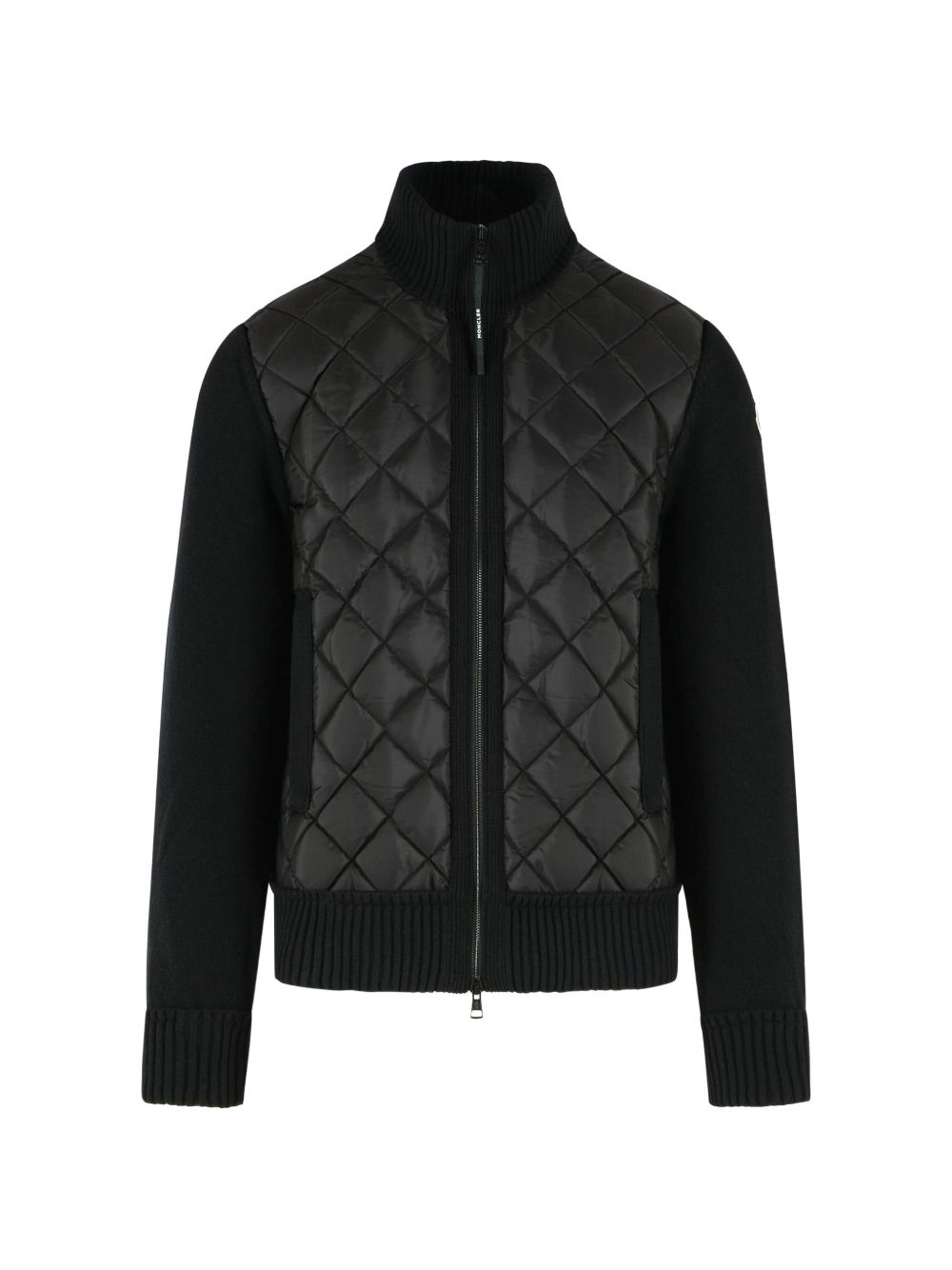 MONCLER Cardigan Imbottito in Lana e Cashmere Nero 