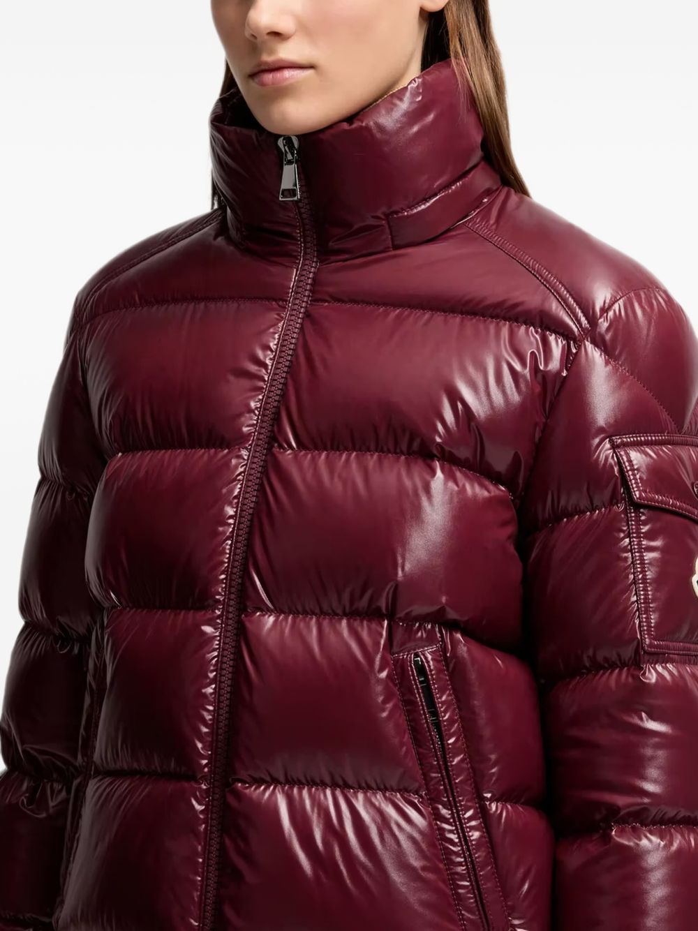 MONCLER Piumino Maire rosso rubino con cappuccio 