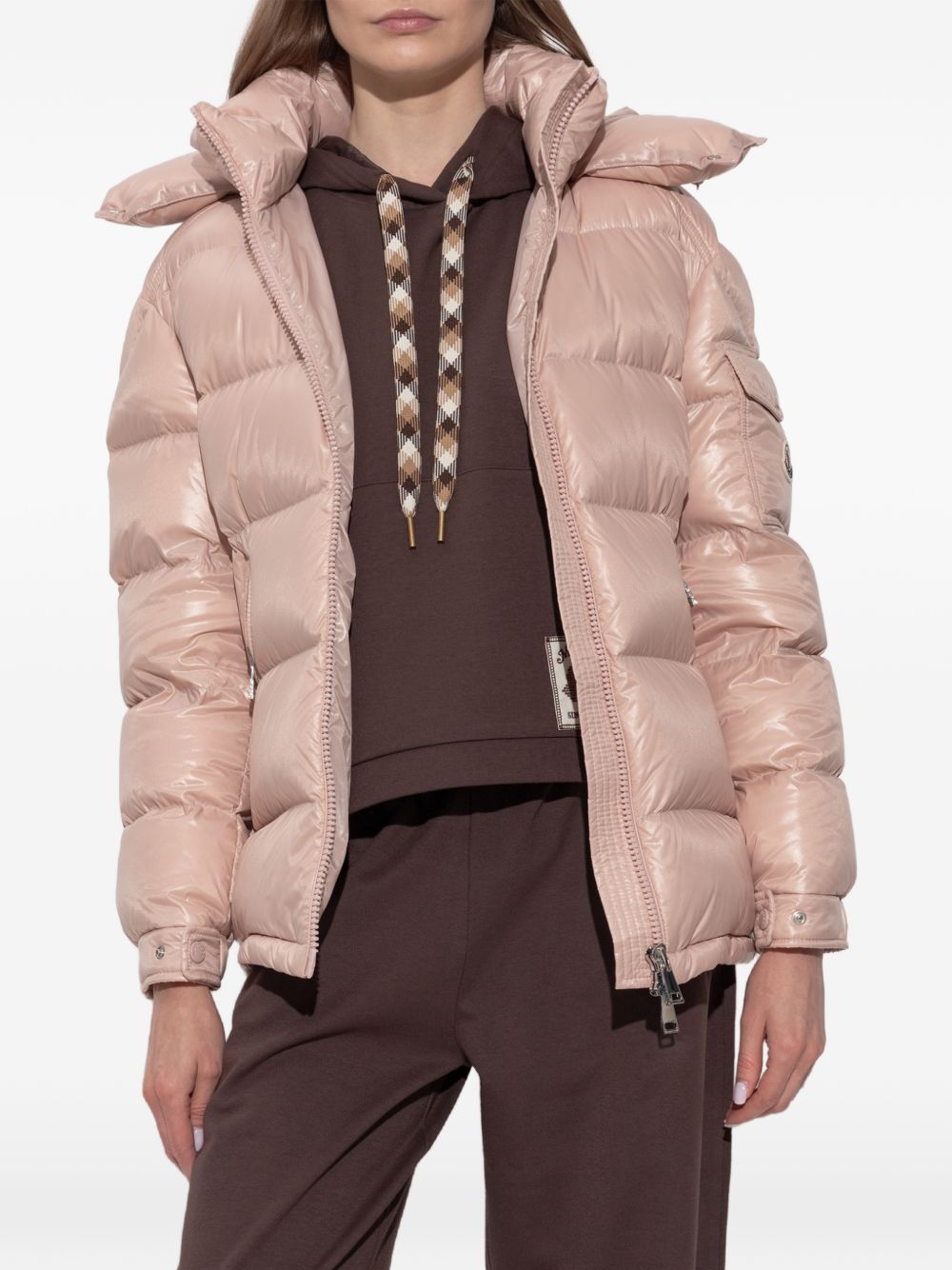 MONCLER Piumino Maire rosa cipria con cappuccio 