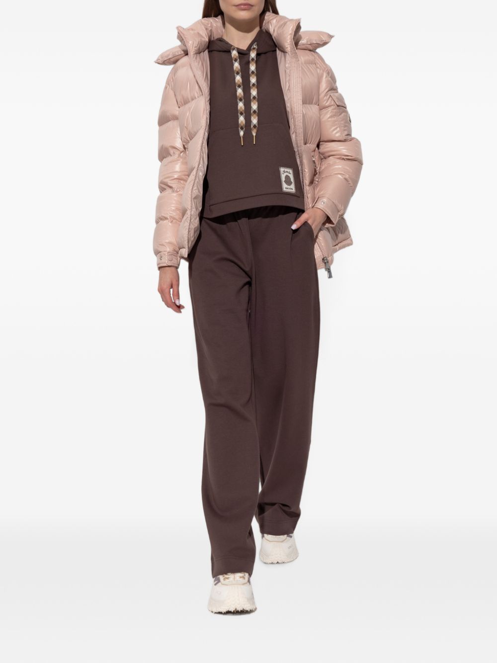 MONCLER Piumino Maire rosa cipria con cappuccio 