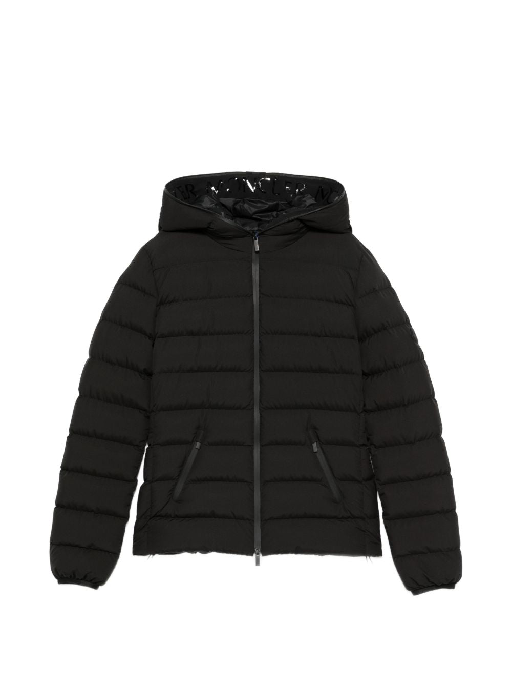 MONCLER Piumino corto HERBES JACKET con cappuccio e tasche nero 