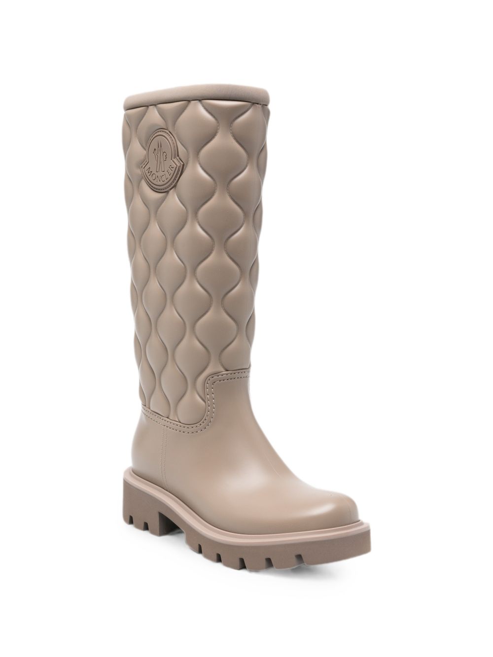 MONCLER Stivali Kickstream Quilt Rain Boots beige in gomma trapuntata 