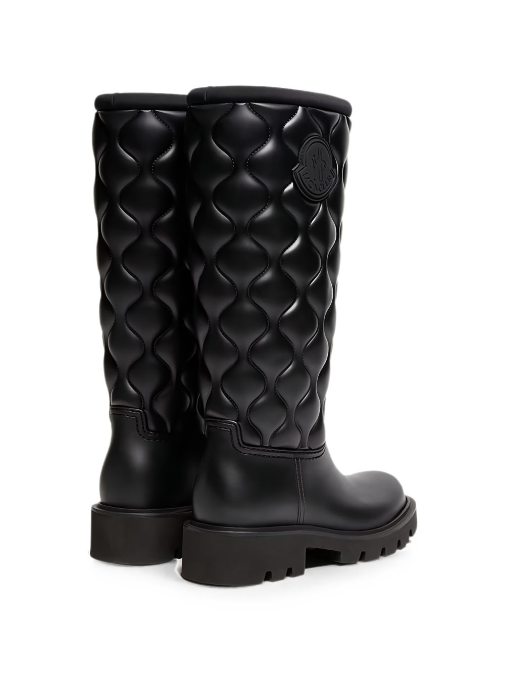 MONCLER Stivali Kickstream Quilt Rain Boots neri in gomma trapuntata 