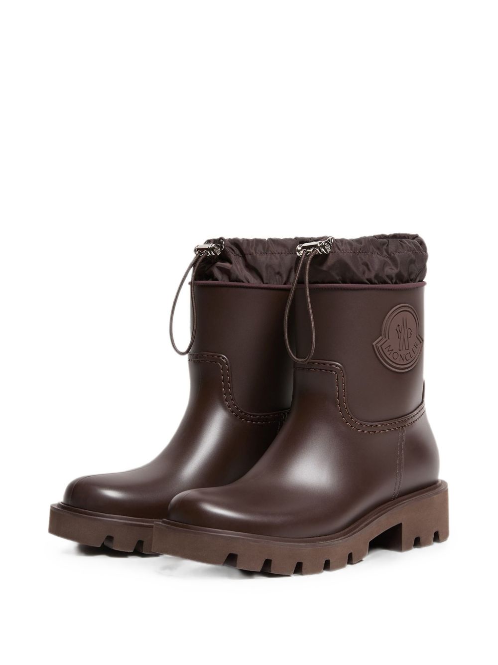MONCLER Stivaletti Kickstream Rain Boots marroni in gomma da pioggia con coulisse 