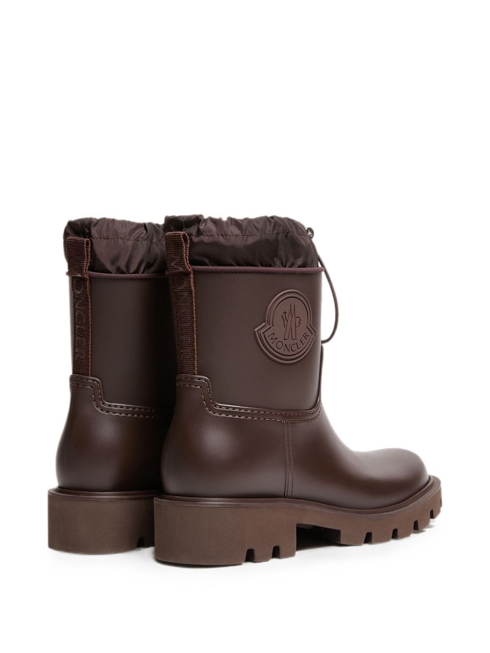 MONCLER Stivaletti Kickstream Rain Boots marroni in gomma da pioggia con coulisse 