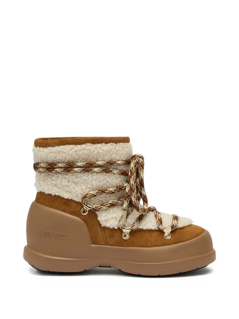 MOON BOOT Mezzaluna Shearling Stivaletti in Camoscio Marrone Whisky 