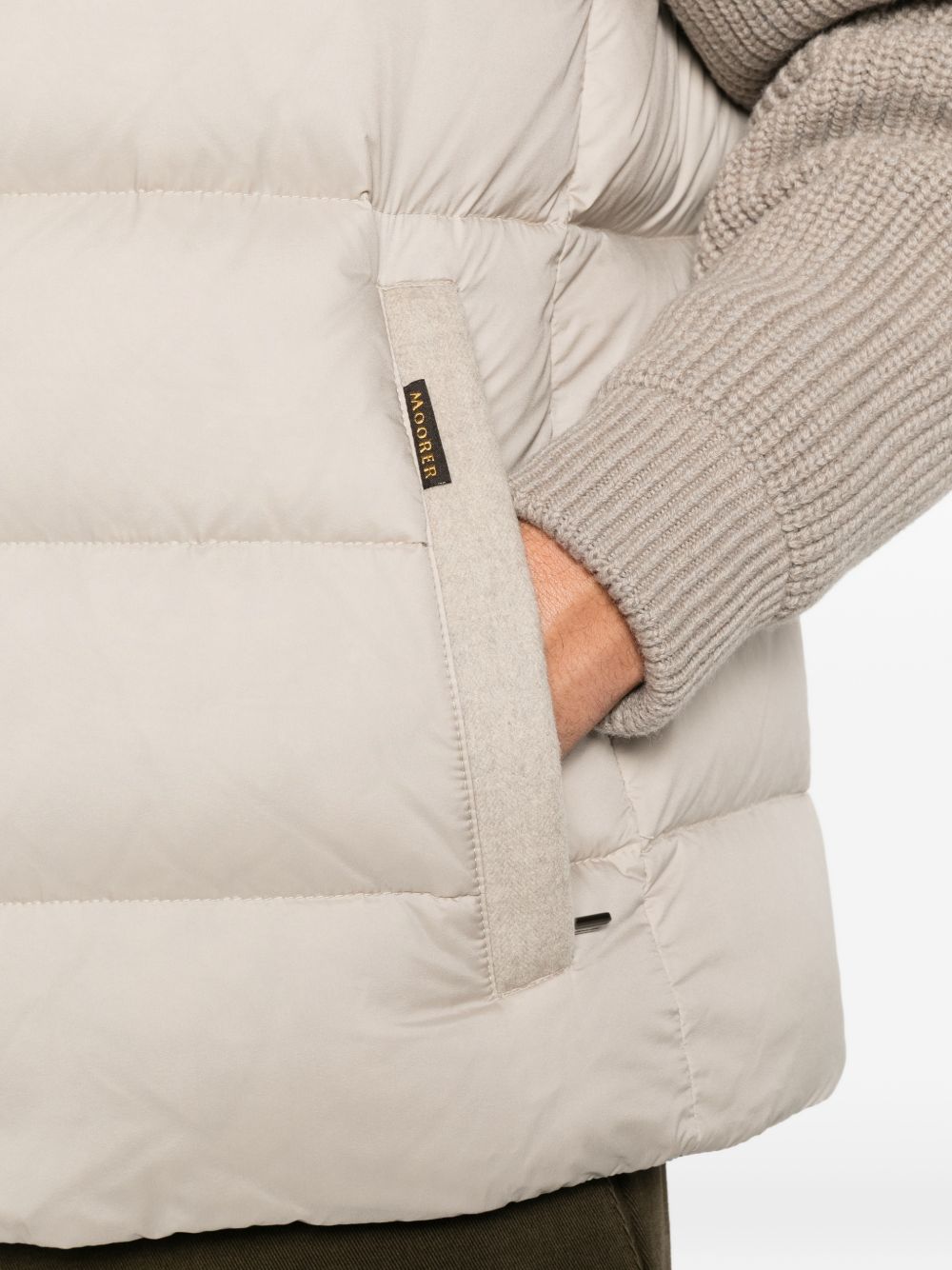 MOORER Piumino Allori beige con inserti in maglia 