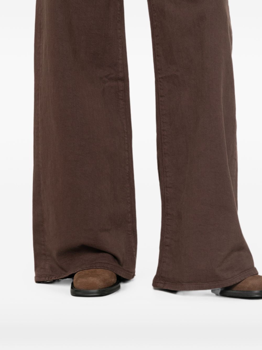 MOTHER Jeans The Undercover Sneak marroni a gamba larga 