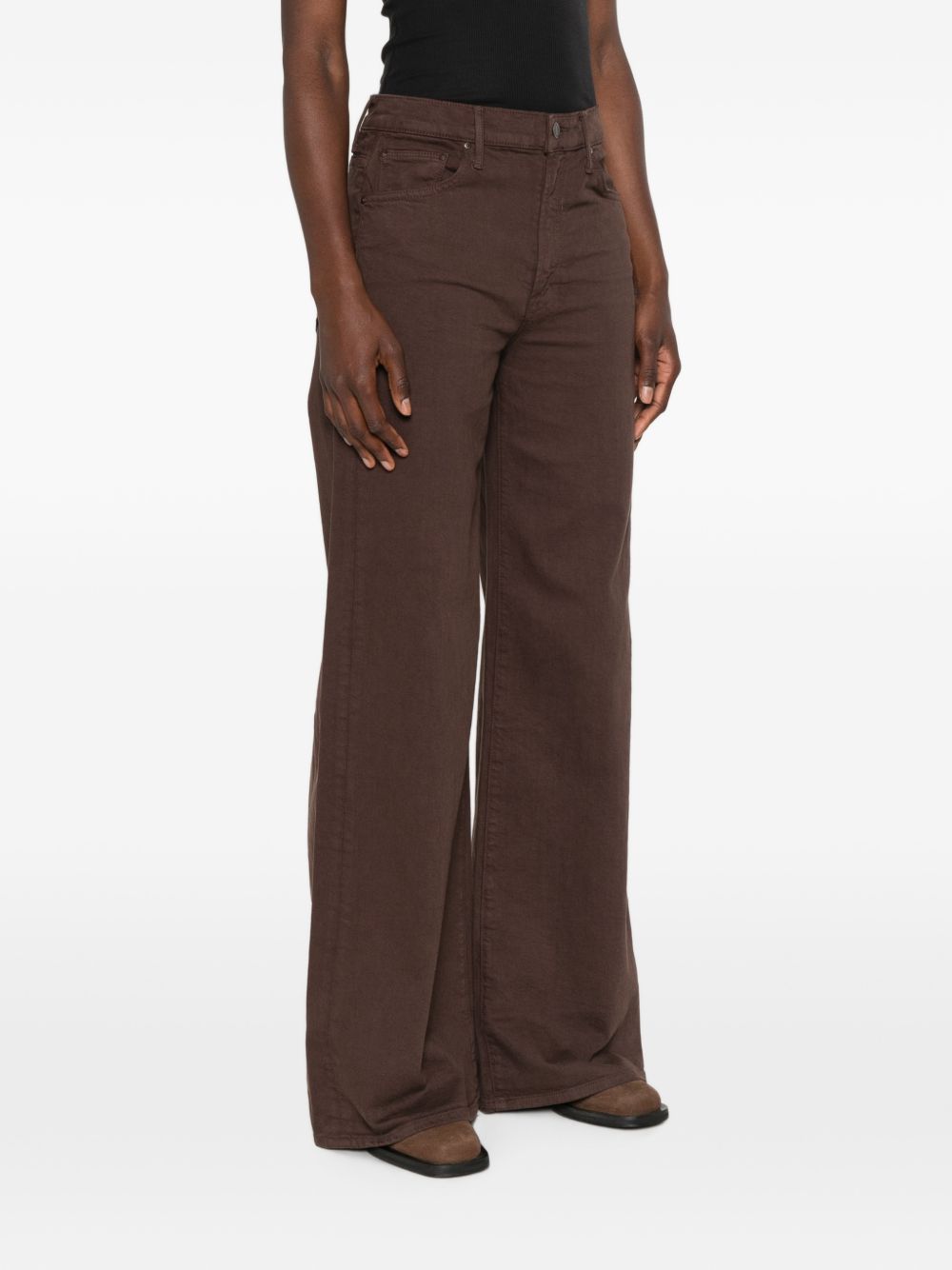 MOTHER Jeans The Undercover Sneak marroni a gamba larga 