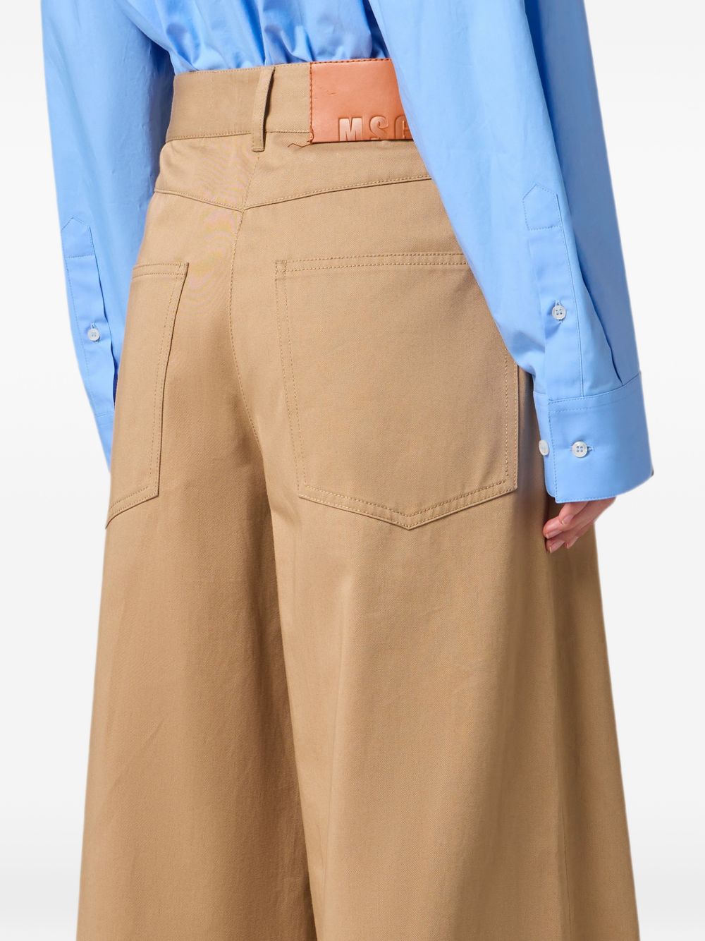 MSGM Pantaloni svasati con tasche beige 