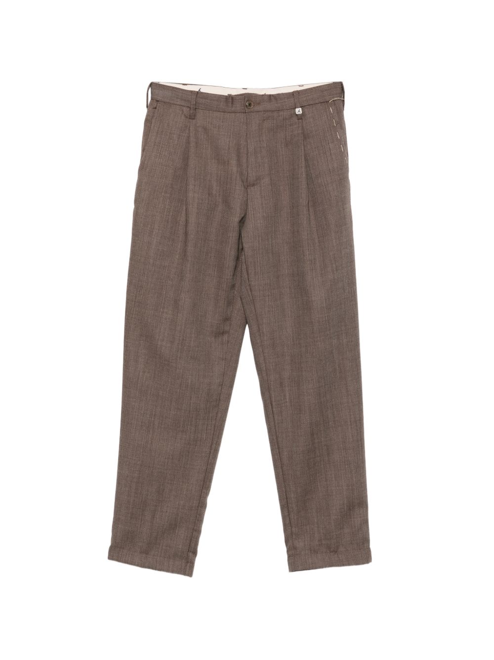 MYTHS Pantaloni marrone chiaro in lana con pinces 