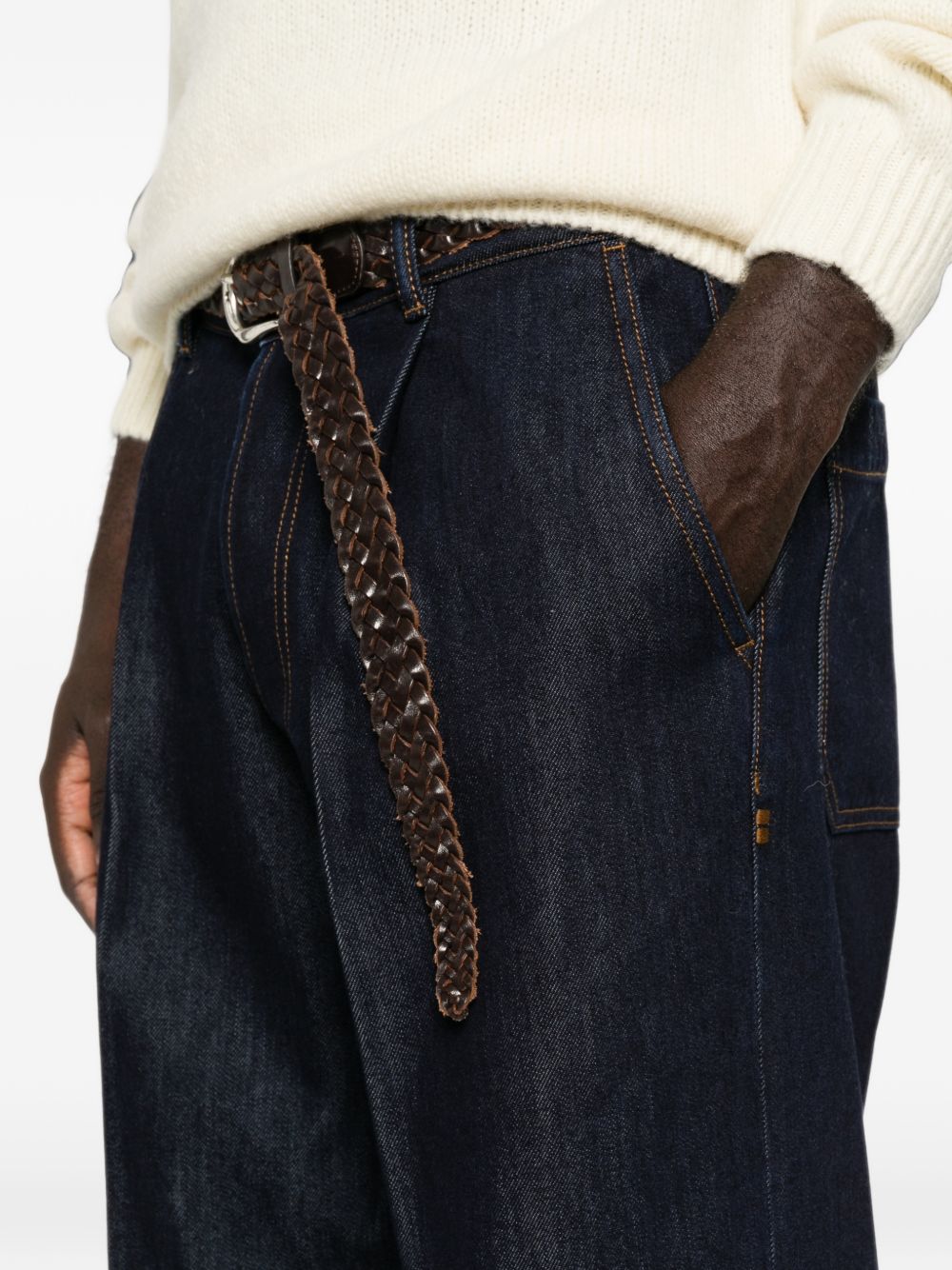NINE IN THE MORNING Jeans Rivet blu scuro a gamba ampia con tasche 